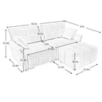 Sofa Set With Ottoman And Pillows, Textured, High Resilience Cushions