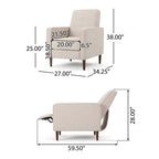 Mid-Century Modern Recliner With Button Tufted Waffle Stitch