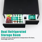 Modern Smart Coffee Table With Built-In Fridge - tooth Speaker, Wireless Charging, Touch Control Panel, USB Interface, Outlet Protection, Atmosphere Light