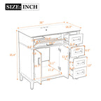 Bathroom Vanity With Ceramic Sink, Soft-Close Doors, 4 Storage Drawers - Blue