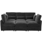 Modern Modular U-Shaped Sofa Bed With Movable Ottoman, USB Ports, Phone Holder