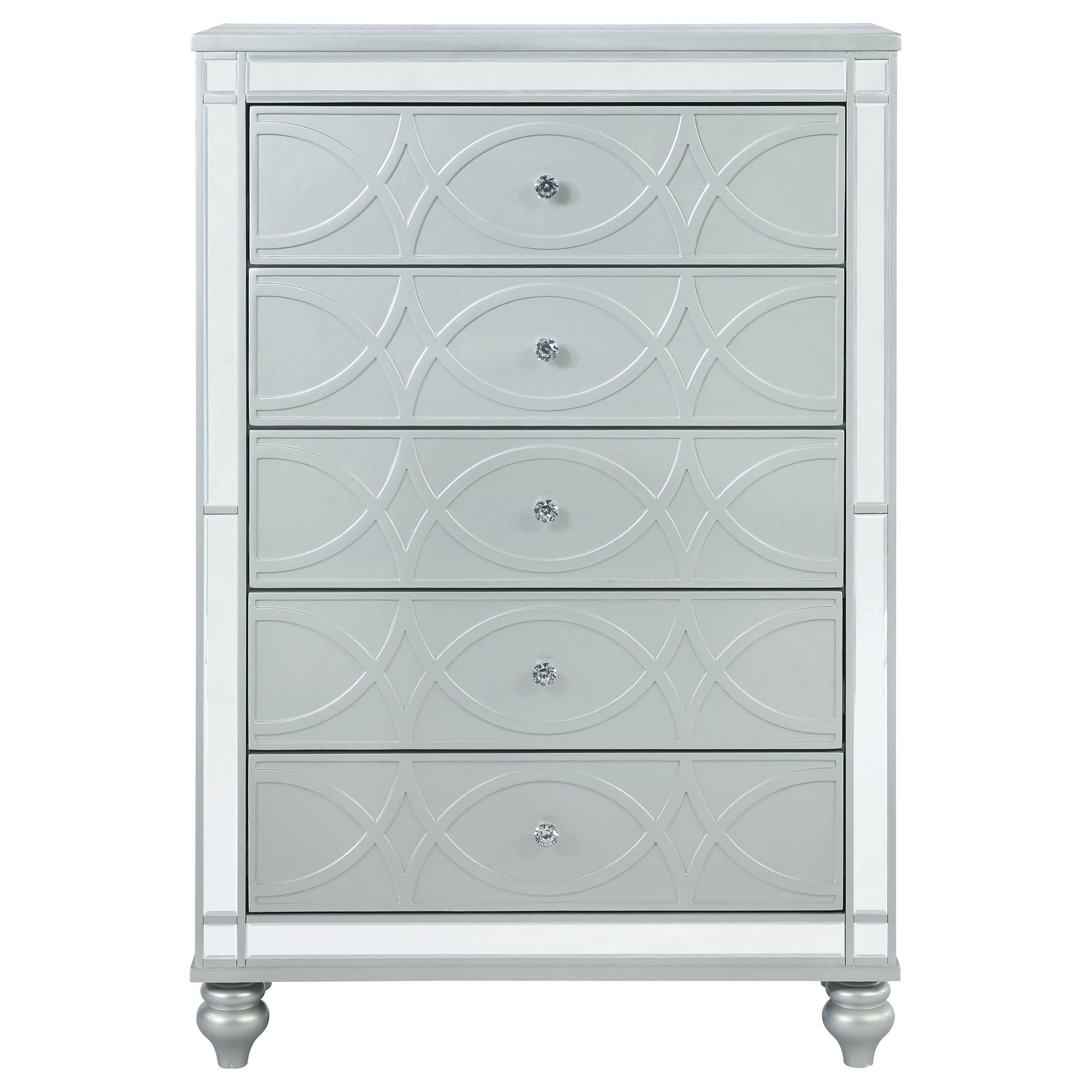 Gunnison 5-drawer Bedroom Chest Silver Metallic