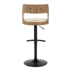 Cecina - Contemporary Adjustable Barstool With Swivel With Rounded T Footrest (Set of 2) - Black / Zebra / Cream