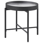 Ozella Round End Side Table with Recessed Top Sandy Black