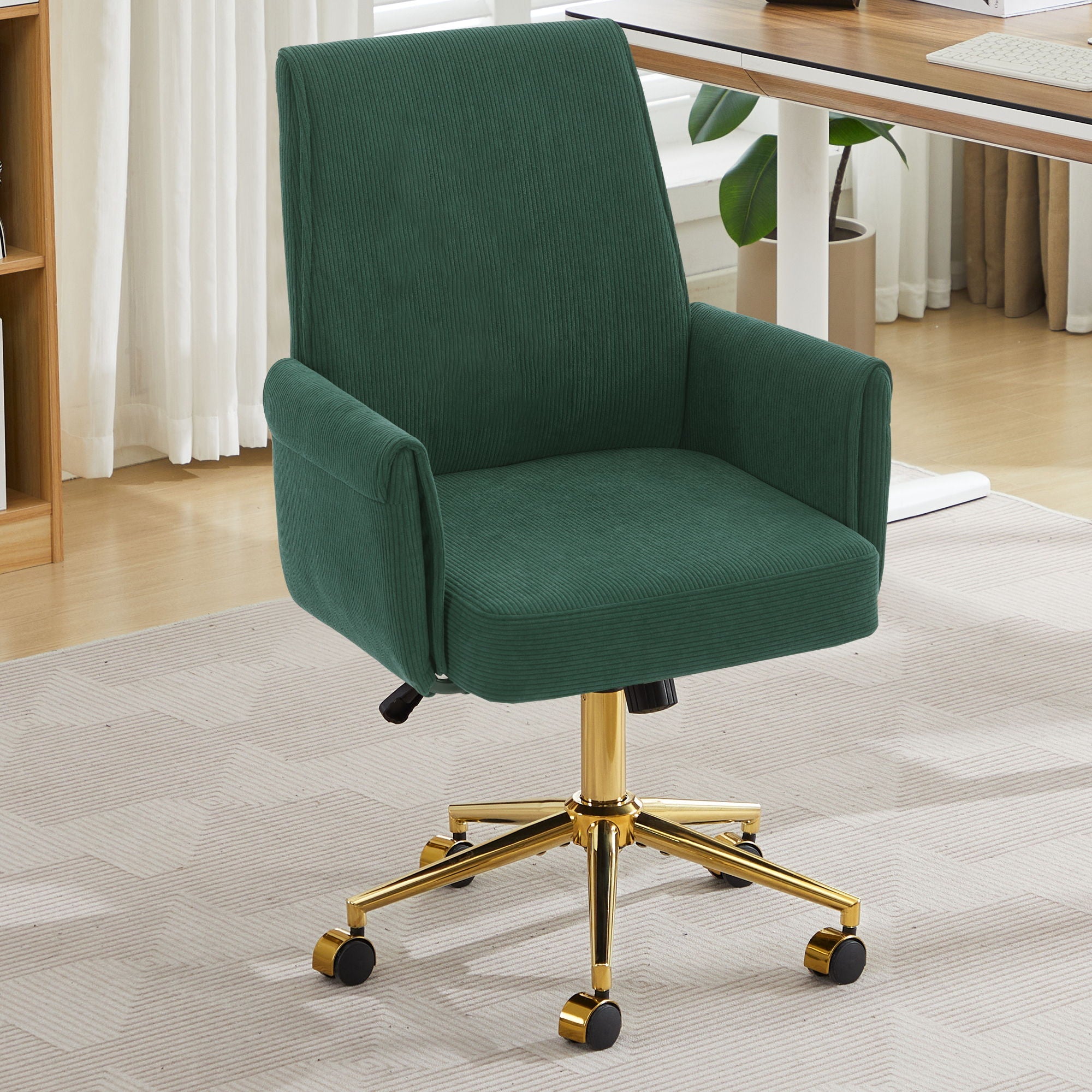 Ergonomic Mid-Back Office Chair With Gold Base