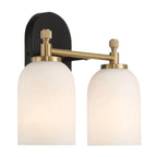 Vortex - 2 Lights Vanity In Style For Over Bathroom Mirror Wall Sconce - Black / Gold / White