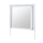 Adalid - Square Shaped Mirror With LED Lighting And Glittered Detailing - White