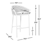 Rowan - Rope Barrel Low Back Patio Counter Stool (Set of 2) - Optic White