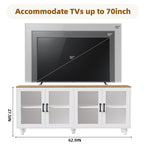 Farmhouse TV Stand With Solid Wood Gourd Shaped Legs For TVs Up To 70"