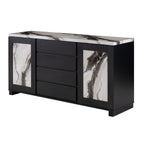 Stacey - Buffet With Storage Drawers And Marble Detailing - Black / Marble