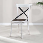 2 Pieces Set Dining Side Chair Rustic Modern Farmhouse Design Retro Design With Metal X Design - Antique Dark Oak / Antique White