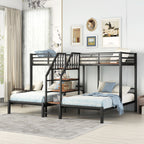 Metal Bunk Bed With Storage Shelves Staircase