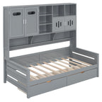 Daybed With All-In-One Cabinet And Shelf