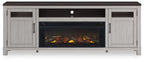 Darborn - 88" TV Stand With Electric Infrared Fireplace Insert - Gray / Brown