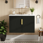 Bathroom Vanity With Sink, Rectangular Storage Cabinet With 2 Soft Closing Doors