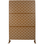 Freestanding Decorative Privacy Screen For Deck Balcony Patio, Metal Privacy - Brown