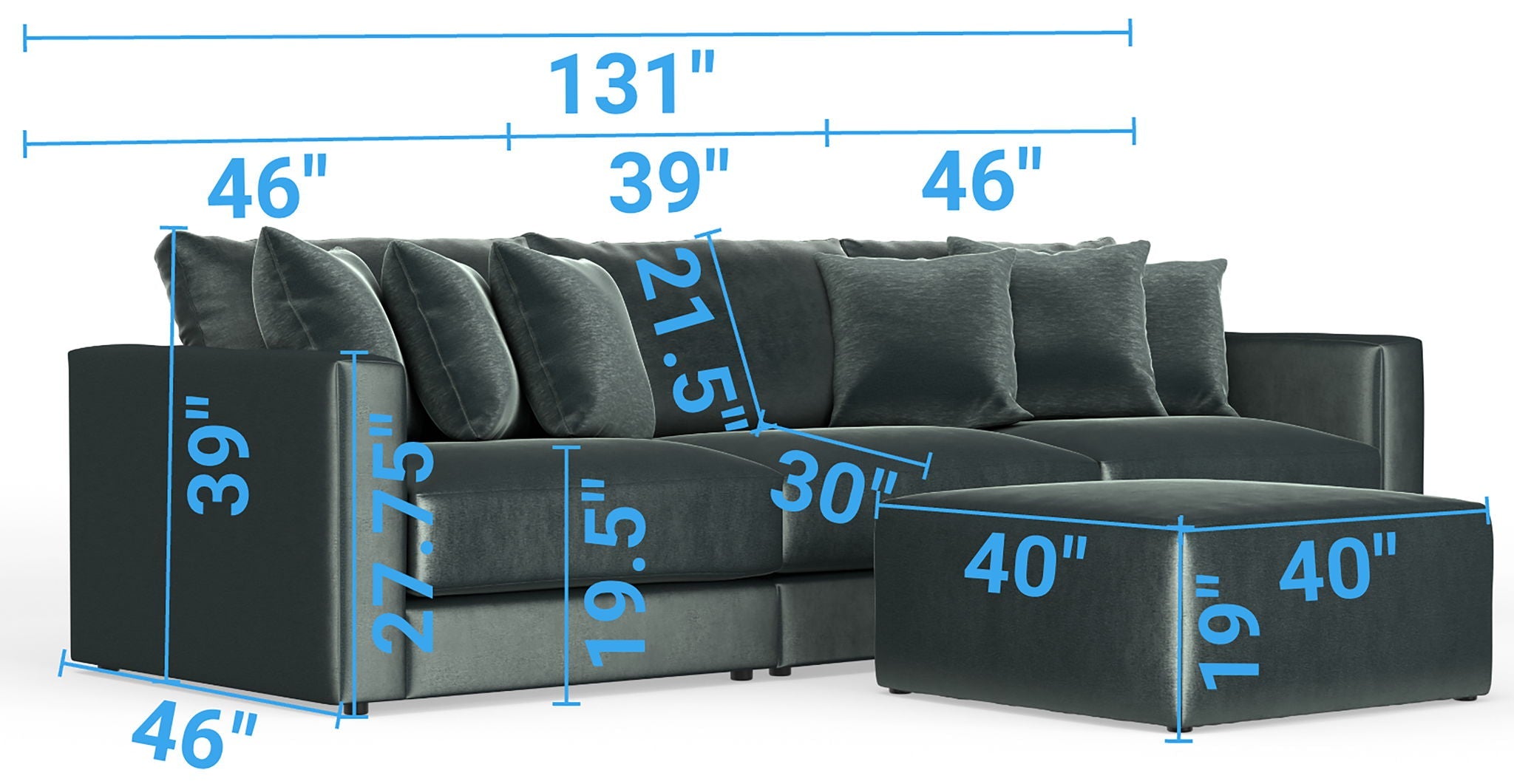 Remington - Modular Sofa And Cocktail Ottoman - Pine