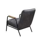 Nignu - Top Grain Leather Matt Iron Accent Chair - Gray