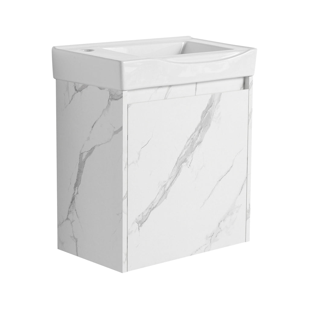 Modern Bathroom Vanity With Ceramic Basin, Wall Mounted Floating Sink Combo, Storage Cabinet