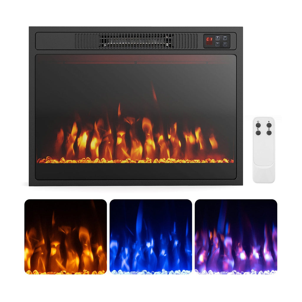 23" Electric Fireplace &amp; Space Heater Heater with Flame Color and Brightness Control