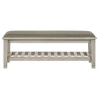 Franco Fabric Upholstered Bench with Shelf Distressed White