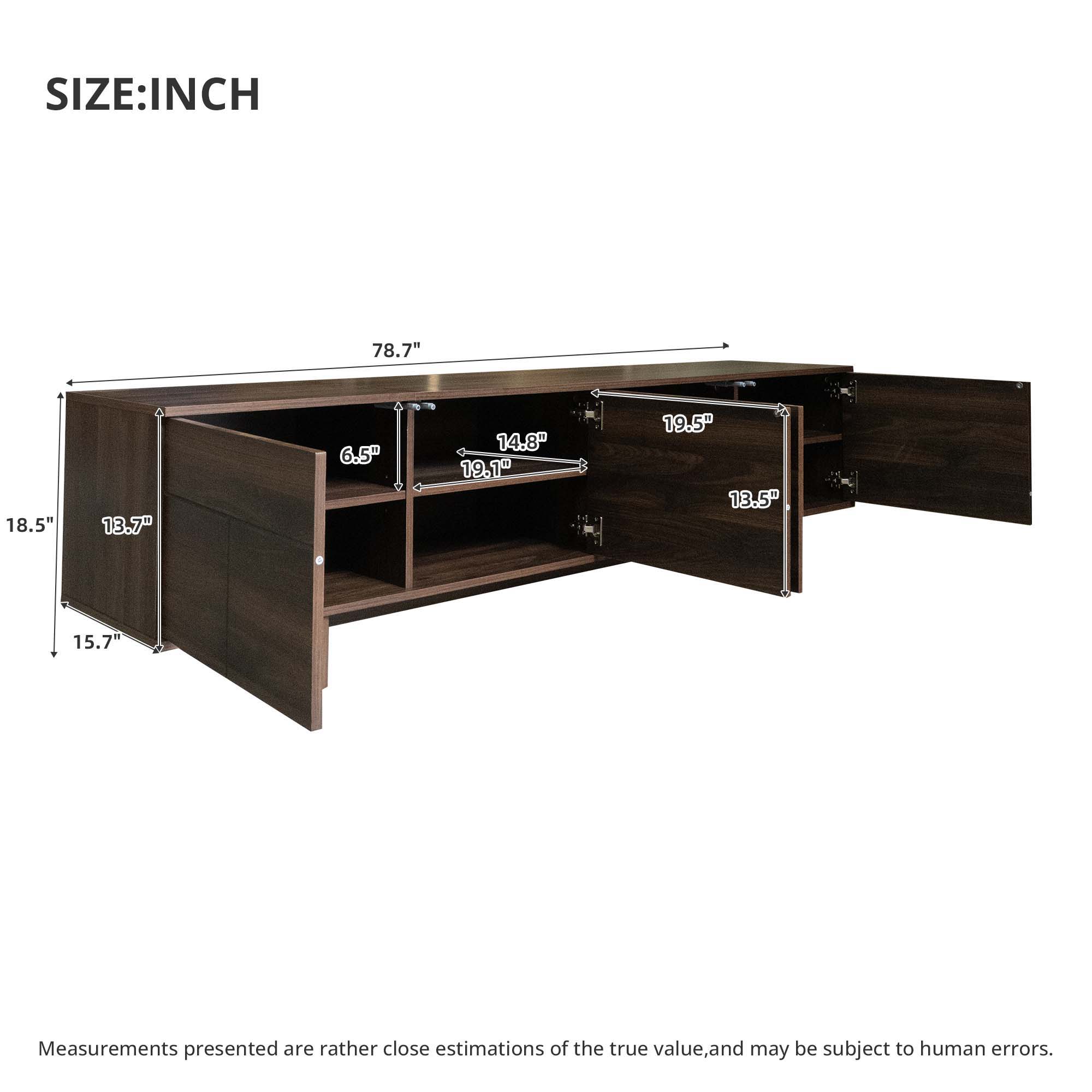 TV Stand For TVs Up To 85", Entertainment Center, Cable Management, Push Openers, Soft Closing Hinges & Adjustable Shelves - Dark Brown