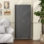 Adjustable 2 Door Kitchen Pantry Cabinet With Striped Design
