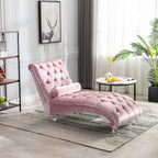 Chaise Lounge Indoor, Button Tufted Upholstered Chaise Lounge Chair With Pillow