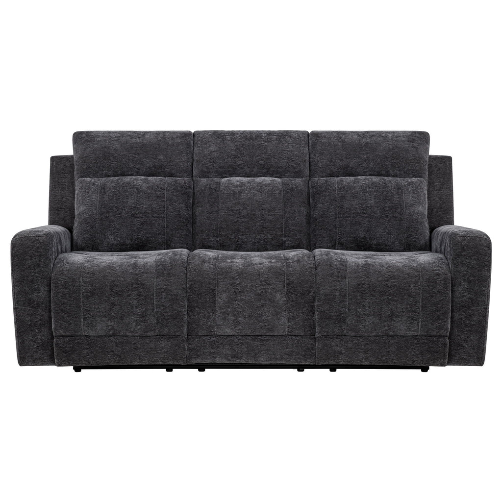 Kennett Chenille Upholstered Power Reclining Sofa Dark Grey