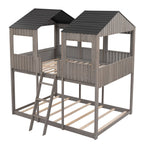 Bunk Bed With Roof, Window, Guardrail, Ladder