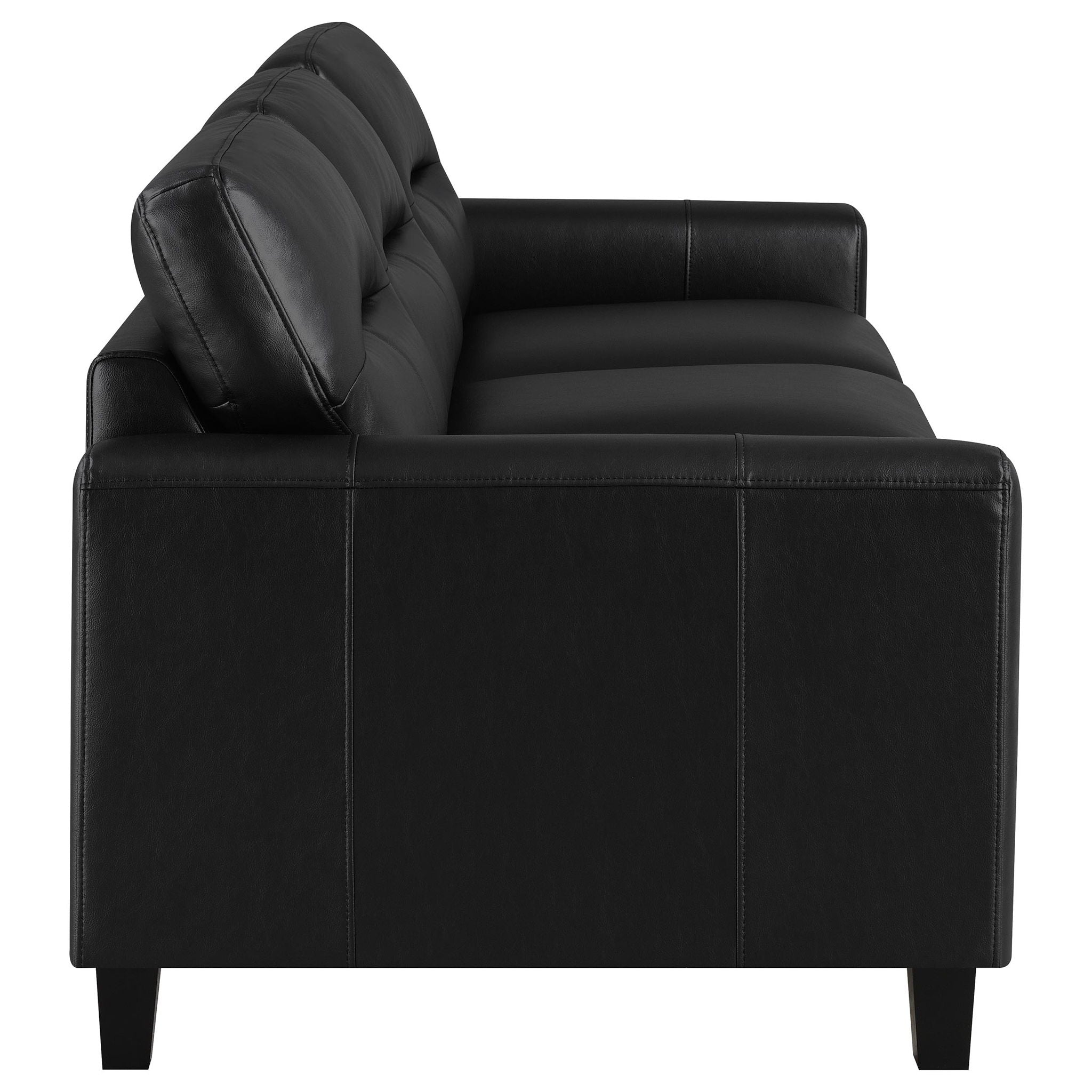 Scotland 3-piece Faux Leather Upholstered Sofa Set Black