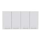 Wall Cabinet Four Doors, With Two Internal Shelves And Internal Plate And Glass Organizer - White