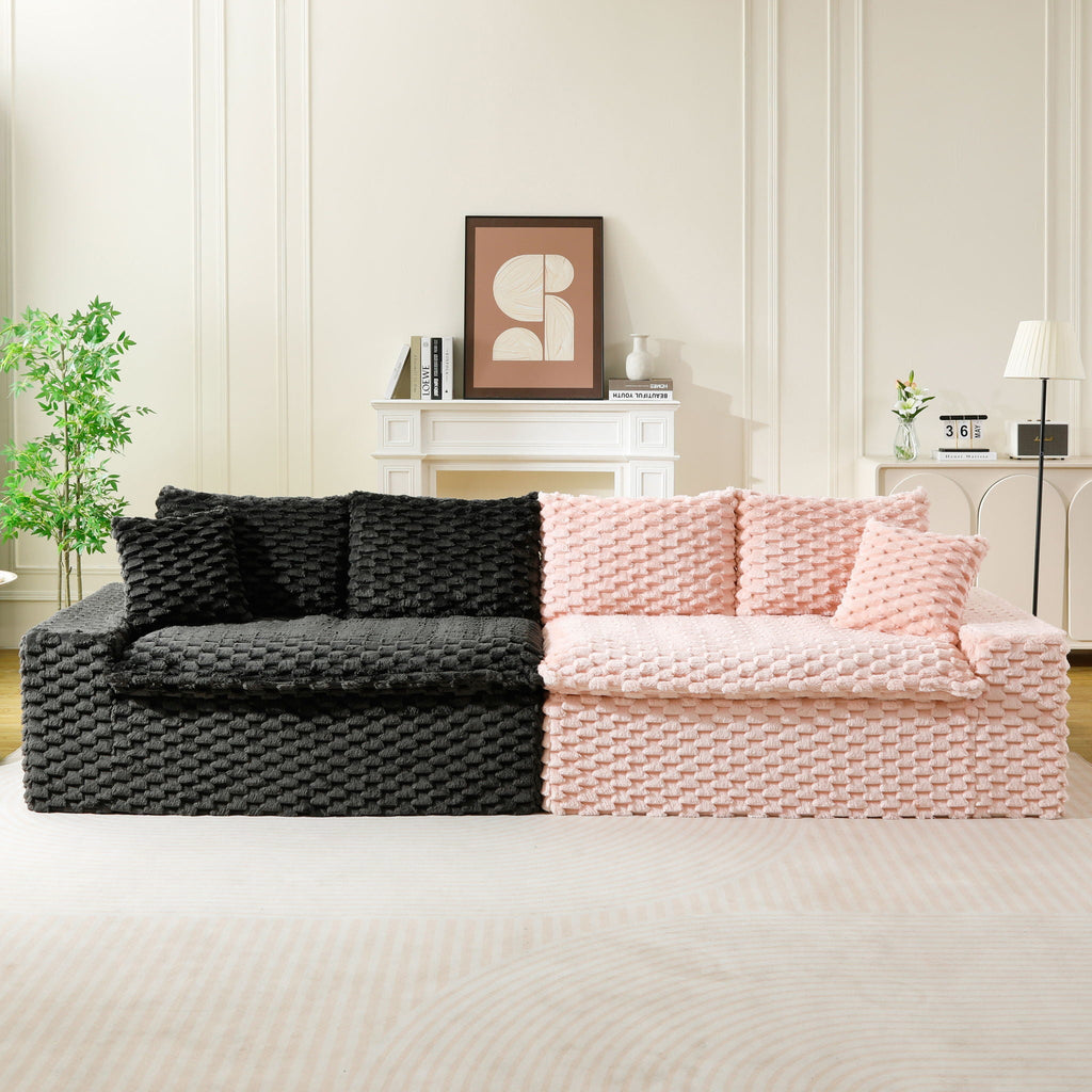 Multifunctional Sofa Pink Black, Fits 4 People