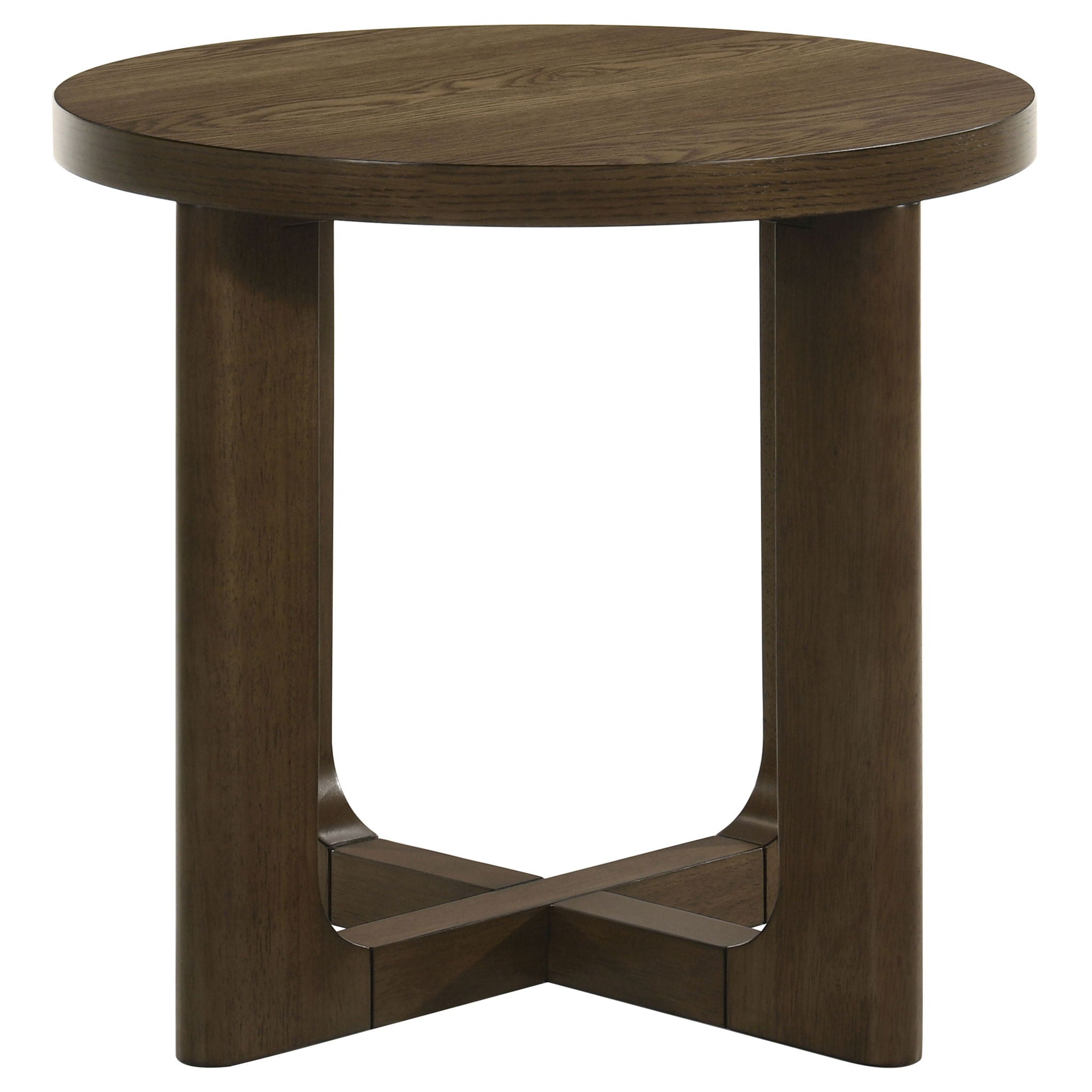 Kessler Round Sculptural Wood End Table Brown