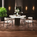 Jaramillo - Round Dining Table With Engineered Marble Top - Engineered Marble Top & Black
