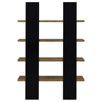 Danbrook 71-inch 4-shelf Bookshelf Black and Aged Walnut