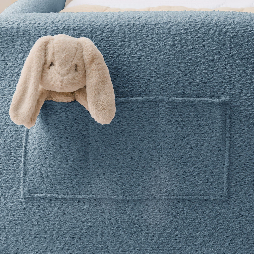 Cute Rabbit Ear Upholstered Platform Bed Frame With Safety Rail