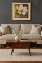 Oval Coffee Table With 1 Drawer - Chestnut
