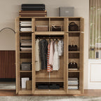 8 Door Armoire Wardrobe With Adjustable Shelves And Hanging Rod