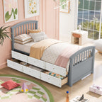 Platform Storage Bed Solid Wood Bed With 6 Drawers