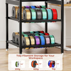 3D Printer Stand With Filament Storage, T-Type Holder, Built In Power Panelб Open Frame Printer Workstation - Black