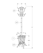 Coat Rack, Hall Tree, Free Standing, 8 Hooks, Entryway, Umbrella Holder, Transitional - Black
