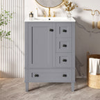 Bathroom Vanity With Integrated Basin, Soft Close Drawers, Door Mounted Double Layer Shelf