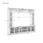 All-In-One Entertainment Center With Bookshelves & Tempered Glass Doors, TV Console Unit For Living Room