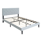 Modern Upholstered Platform Bed Frame With Button Tufted Fabric Headboard