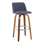 Toriano - Mid Century Modern Fixed Height, Barstool With Swivel With Round Footrest (Set of 2)