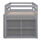 Loft Bed With Retractable Writing Desk And 4 Drawers, With Lateral Portable Desk And Shelves