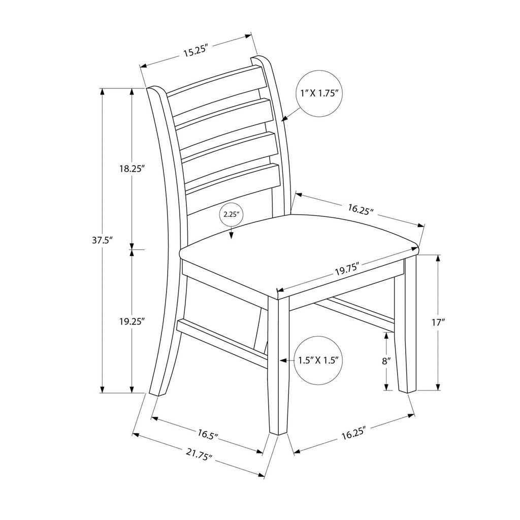 Dining Chair, Dining Room, Side, Upholstered, Transitional (Set of 2) - Brown