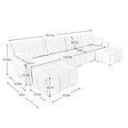 Sofa Set With Ottoman And Pillows, Textured, High Resilience Cushions