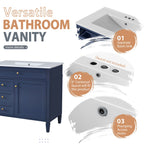 Bathroom Vanity With Mirror Cabinet, Single Sink With 2 Soft Closing Doors And 4 Drawers